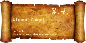 Wimmer Ahmed névjegykártya